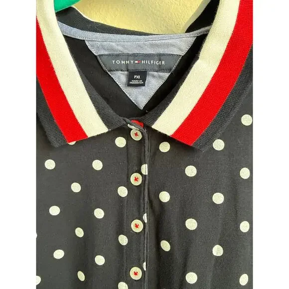 Navy Blue and Polka Dot Tommy Hilfiger Dress- PXL - Picture 3 of 5